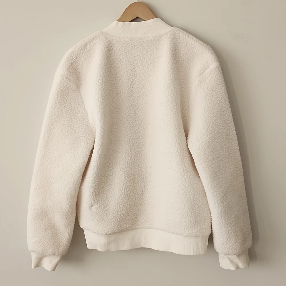 Zyia Off White Flying V Fleece Sherpa Jacket Women's Sz Medium - Picture 10 of 11